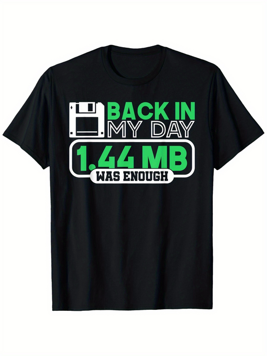 Men's Graphic T-Shirt Back In My Day Retro Computer Floppy Disk With Digital Numbers Design