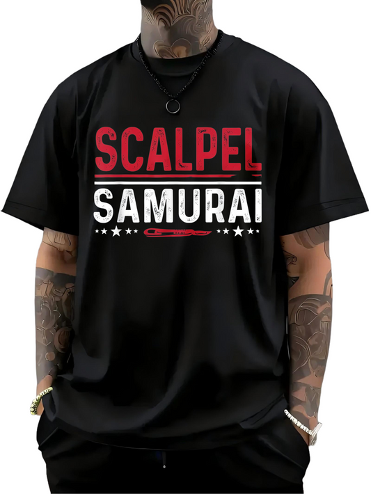 Men's Graphic T-Shirt Scalpel Samurai Bold Red And White Text Among Stars Graphic Tee
