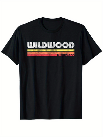Men's Graphic T-Shirt Wildwood Retro Striped Lines With Textured Distressed Graphic Shirt
