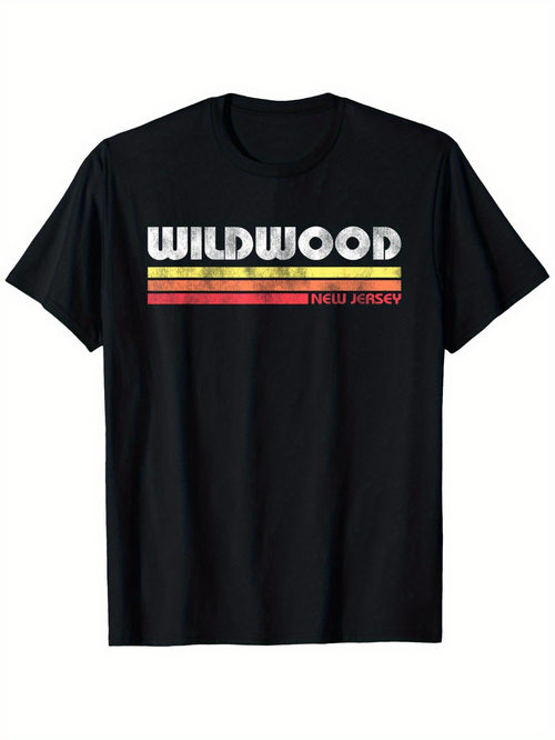 Men's Graphic T-Shirt Wildwood Retro Striped Lines With Textured Distressed Graphic Shirt