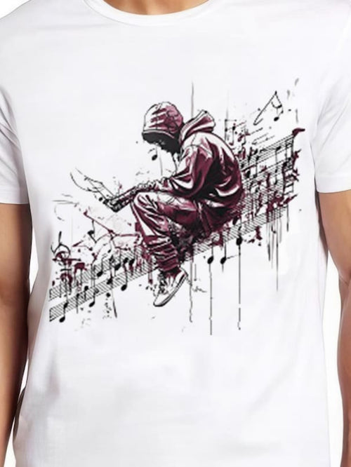 Men's Graphic T-Shirt Abstract Music With Graffiti Style Urban Streetwear Boy