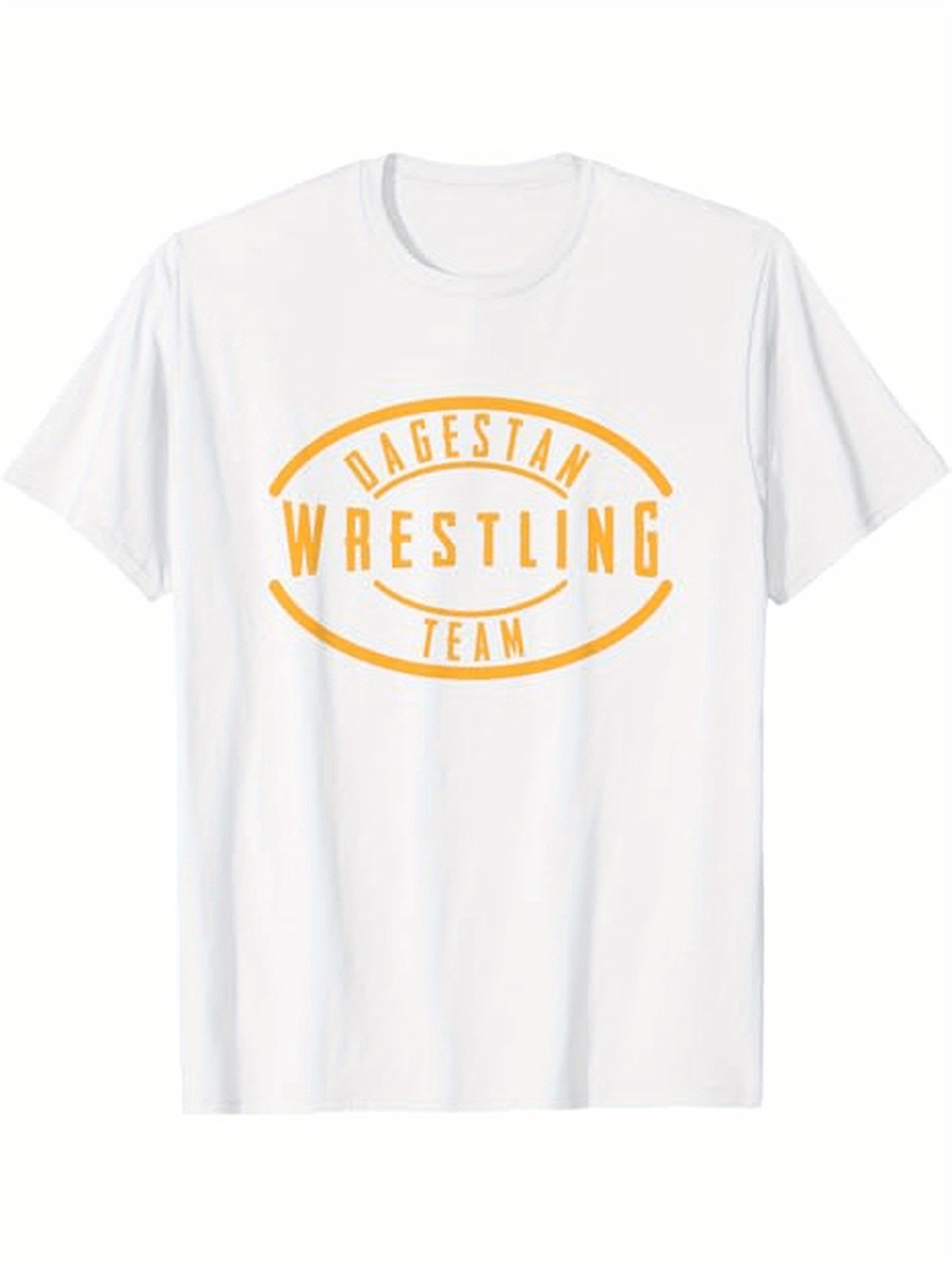 Men's Graphic T-Shirt Dagestan Wrestling Team Bold Text With Golden Curved Outlines Centered Lettering