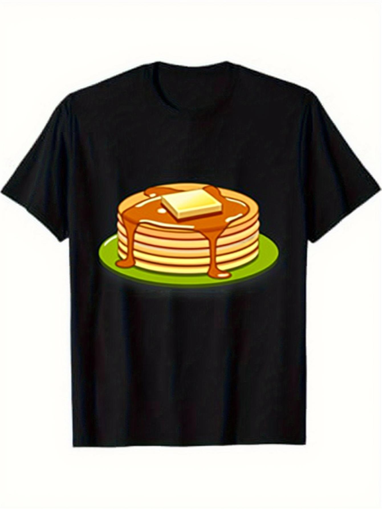 Men's Graphic T-Shirt Golden Syrup Dripping Over Fluffy Stacked Pancakes With Butter Pancake