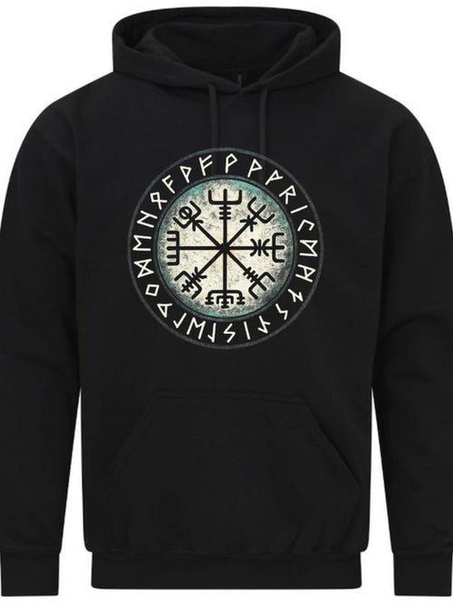 Men's Graphic Hoodie Ancient Norse Symbols In A Mystical Runes Circle Pattern