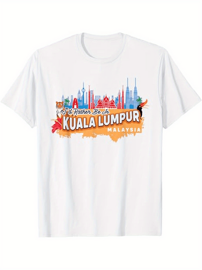 Men's Graphic T-Shirt Welcome To Kuala Lumpur Vibrant City Skyline With Iconic Landmarks