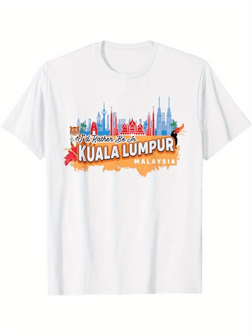 Men's Graphic T-Shirt Welcome To Kuala Lumpur Vibrant City Skyline With Iconic Landmarks