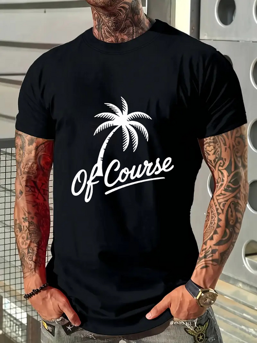 Men's Graphic T-Shirt Of Course White Palm Tree Under Sunset Breeze