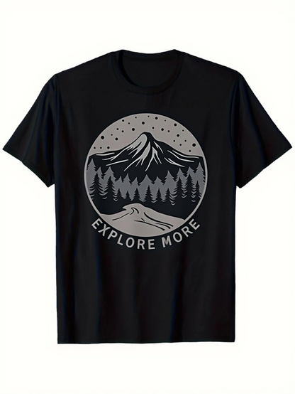 Men's Graphic T-Shirt Explore More Under Starry Sky Surrounded By Pine Trees Mountain
