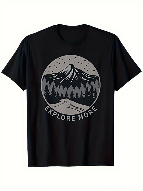 Men's Graphic T-Shirt Explore More Under Starry Sky Surrounded By Pine Trees Mountain