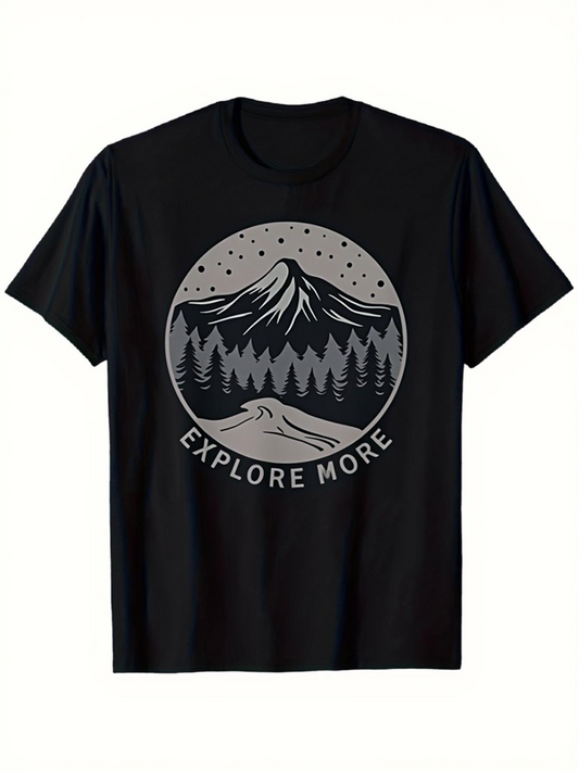 Men's Graphic T-Shirt Explore More Under Starry Sky Surrounded By Pine Trees Mountain