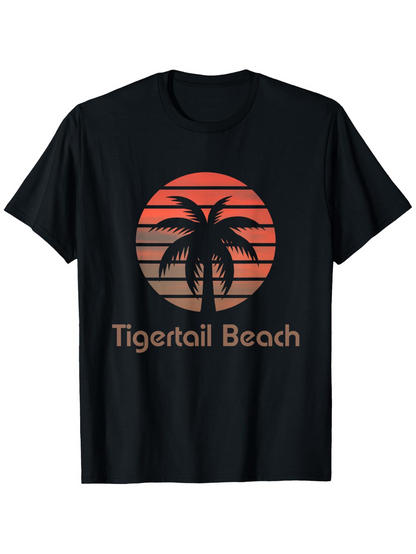 Men's Graphic T-Shirt Tigertail Beach Sunset Glow With Silhouetted Palm Tree And Orange Sky