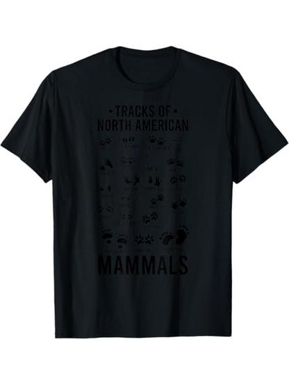 Men's Graphic T-Shirt Tracks Of North American Mammals In Shadowed Print With Distinct Paw Patterns Mammals