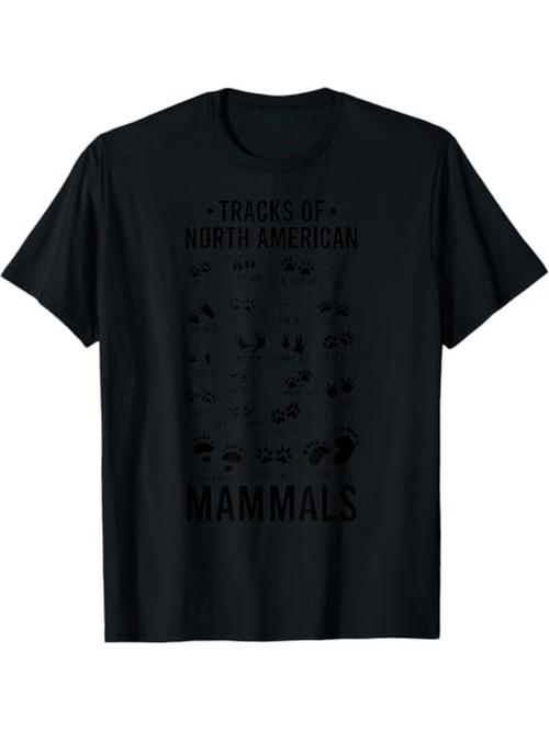 Men's Graphic T-Shirt Tracks Of North American Mammals In Shadowed Print With Distinct Paw Patterns Mammals