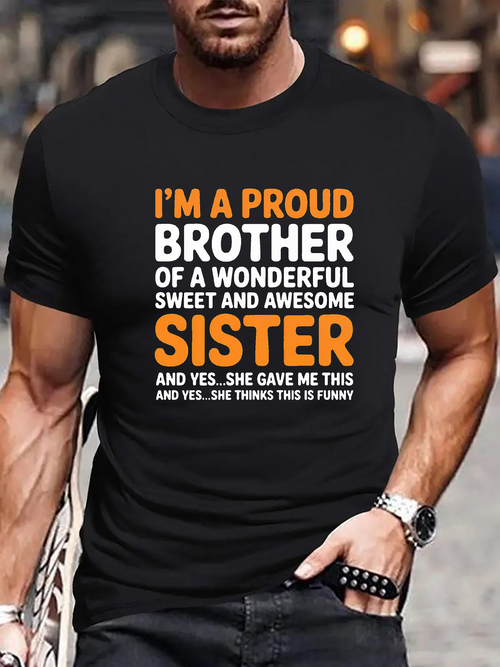 Men's Graphic T-Shirt Proud Statement With Humorous Words Bold Lettering On A Black T Shirt