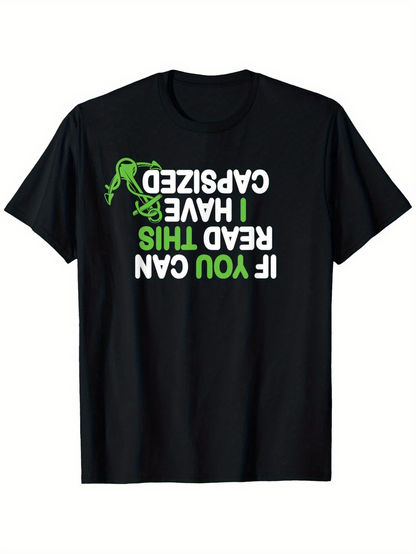 Men's Graphic T-Shirt Upside Down Green And White Letters Crawling Cartoon Lizard T Shirt