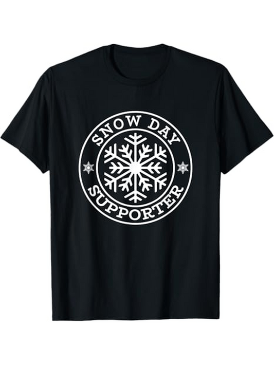 Men's Graphic T-Shirt Snow Day Supporter Frosty Emblem Inside Wintry Circle With Snowflakes Snowflake