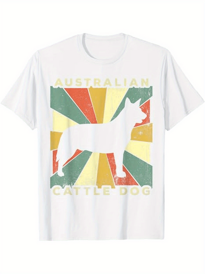 Men's Graphic T-Shirt Australian Cattle Dog Vintage Sunburst Style Graphic Dog