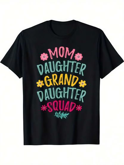 Men's Graphic T-Shirt Colorful Flowers With Bold Family Lettering Under Playful Accents T Shirt