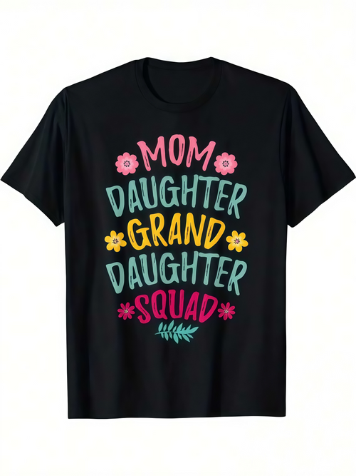 Men's Graphic T-Shirt Colorful Flowers With Bold Family Lettering Under Playful Accents T Shirt