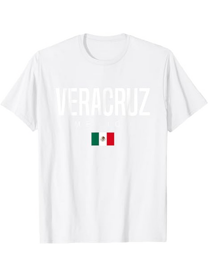 Men's Graphic T-Shirt Veracruz Mexican Flag Colors Centered Below Text