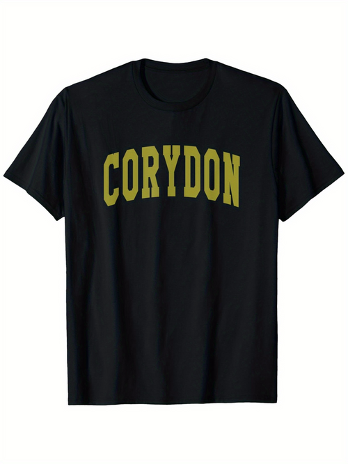 Men's Graphic T-Shirt Corydon Bold Yellow Letters On Clean Black Soft Cotton T Shirt