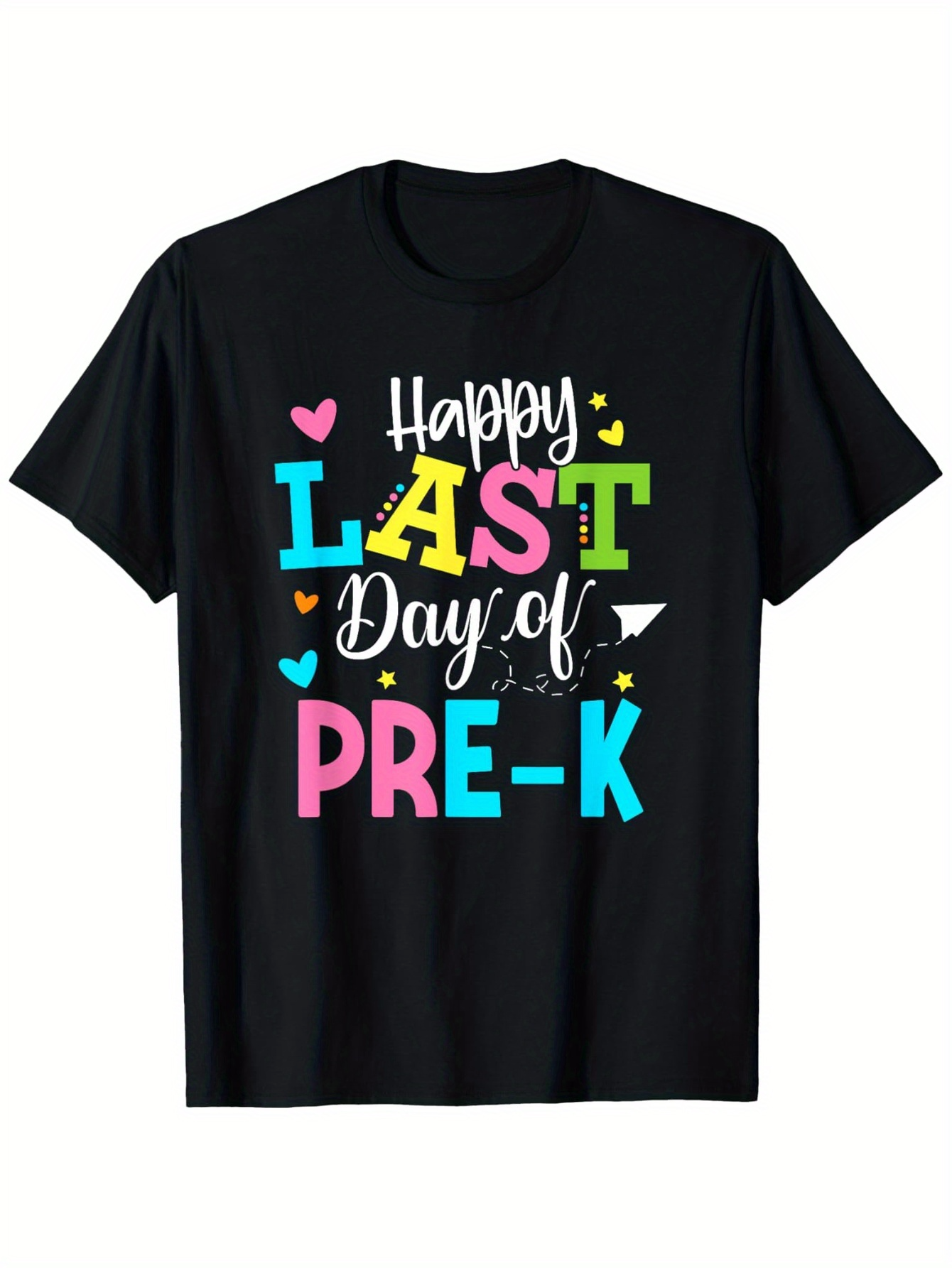 Men's Graphic T-Shirt Happy Last Day Of Colorful Letters Hearts And Doodles Pre K