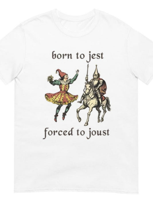 Men's Graphic T-Shirt Born To Jest Medieval Costume And Jousting Scene Two Figures