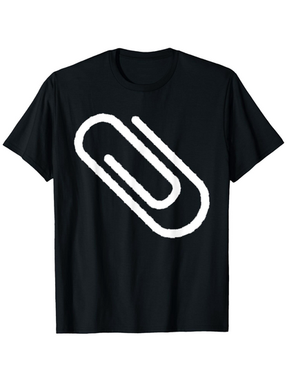 Men's Graphic T-Shirt Minimal White Outline On Classic Pure Cotton Paperclip