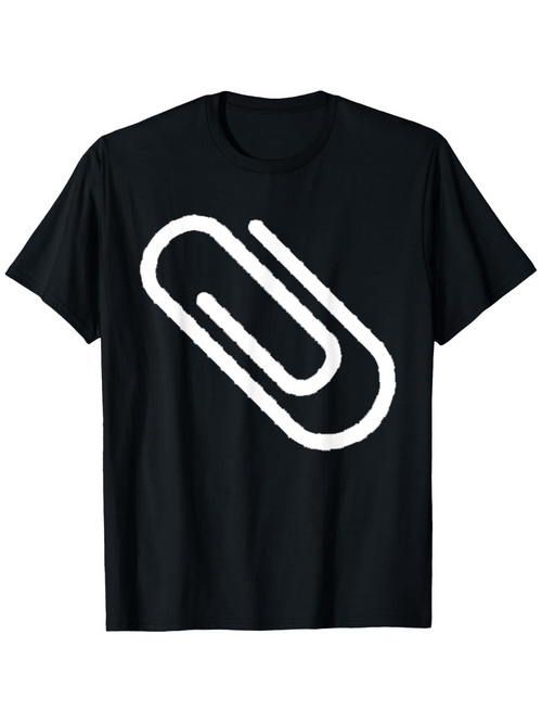 Men's Graphic T-Shirt Minimal White Outline On Classic Pure Cotton Paperclip