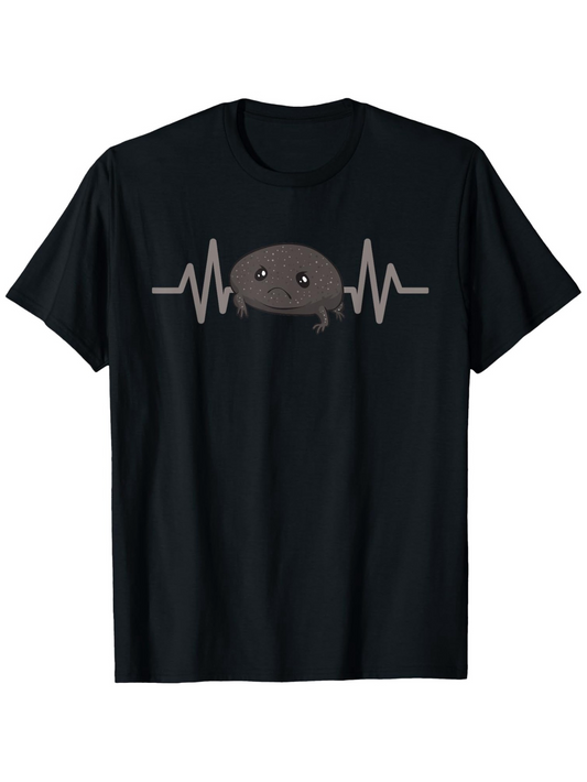 Men's Graphic T-Shirt Cute Smiling Axolotl With Heartbeat Line Design