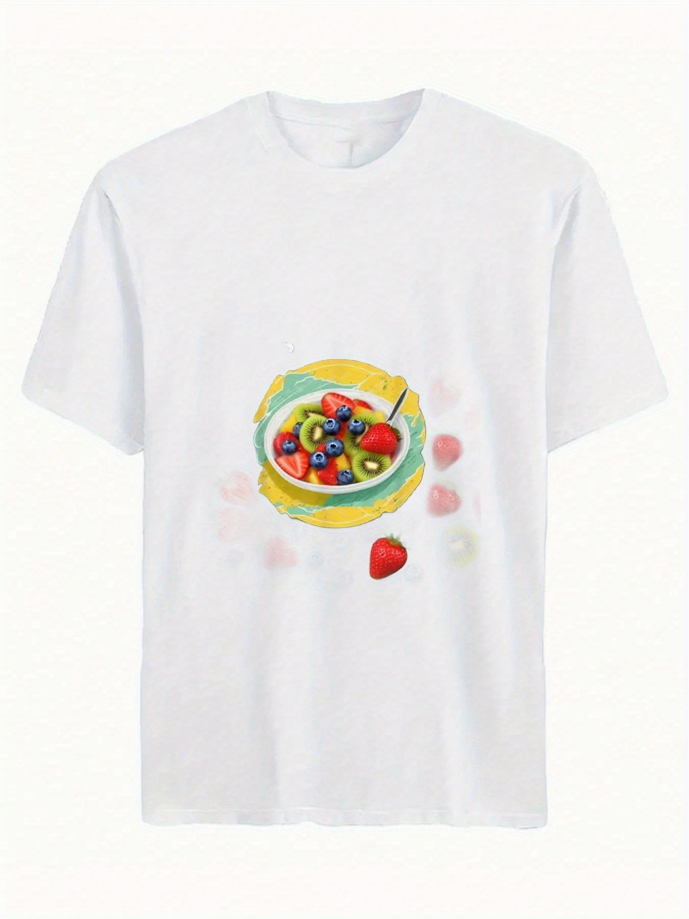 Men's Graphic T-Shirt Colorful Breakfast With Sliced Fruit Surrounded By Fresh Berries Plate