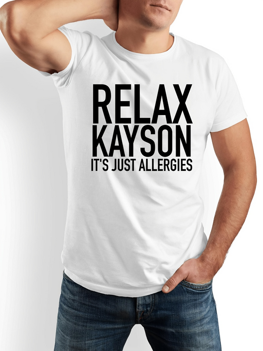 Men's Graphic T-Shirt Relax Kayson Simple Typography On White T Shirt