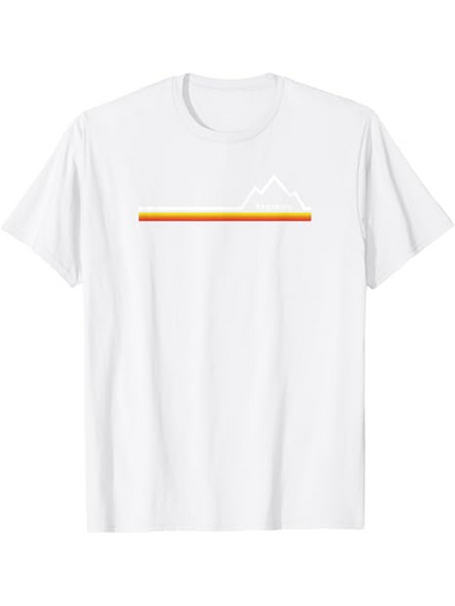 Men's Graphic T-Shirt Retro Gradient Line With Minimalist Mountain Silhouette Under Sunlit Horizon
