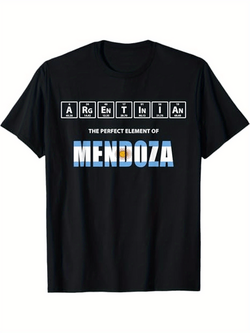 Men's Graphic T-Shirt Argentinian Perfect Element Letters With Bold Blue Typography Mendoza