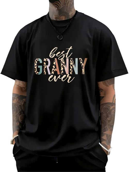 Men's Graphic T-Shirt Best Granny Ever Floral Animal Print Letters T Shirt