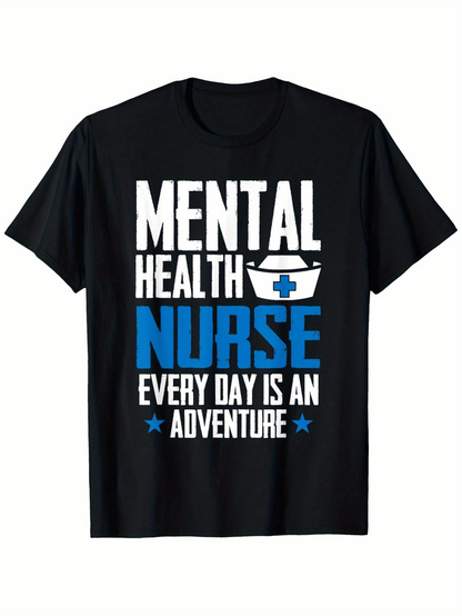 Men's Graphic T-Shirt Mental Health Nurse Adventure Every Day Surrounded By Stars And Medical Hat
