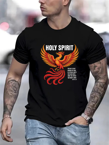 Men's Graphic T-Shirt Holy Spirit Fiery Wings With Radiant Rising Phoenix Bird