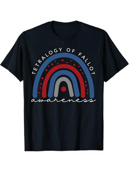 Men's Graphic T-Shirt Tetralogy Of Fallot Awareness Colorful Rainbow With Dotted Accent Lines