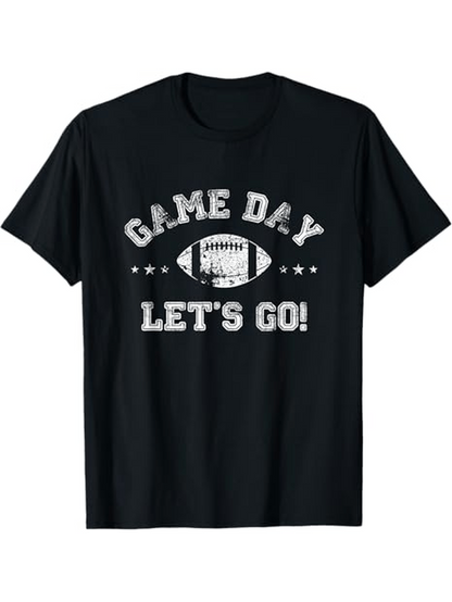 Men's Graphic T-Shirt Game Day Lettering With Stadium Graphic And Text Over Classic Football