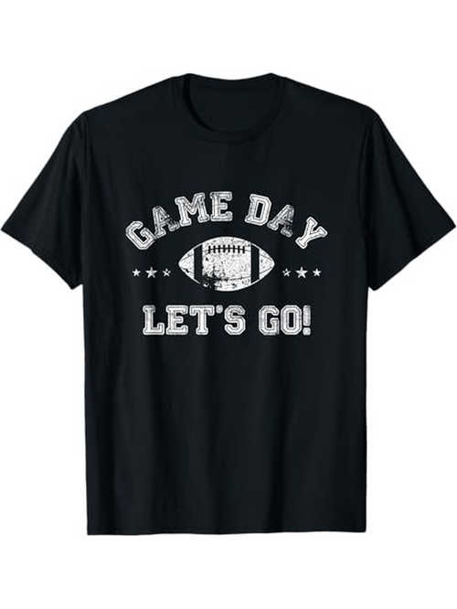 Men's Graphic T-Shirt Game Day Lettering With Stadium Graphic And Text Over Classic Football