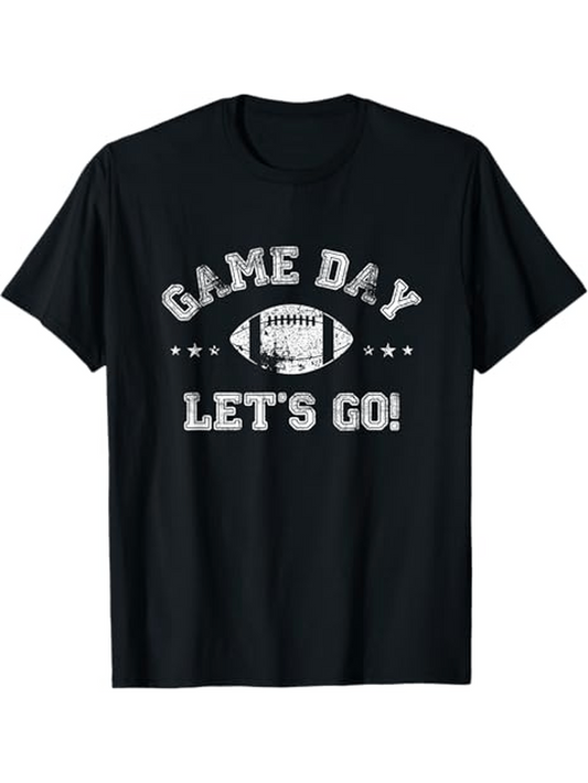 Men's Graphic T-Shirt Game Day Lettering With Stadium Graphic And Text Over Classic Football