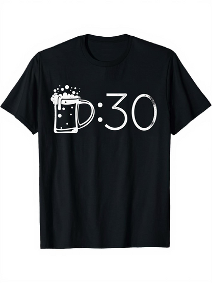 Men's Graphic T-Shirt Bubble Filled Beer Mug Clock Letters With Bold Number Graphic