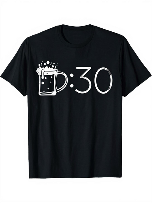 Men's Graphic T-Shirt Bubble Filled Beer Mug Clock Letters With Bold Number Graphic