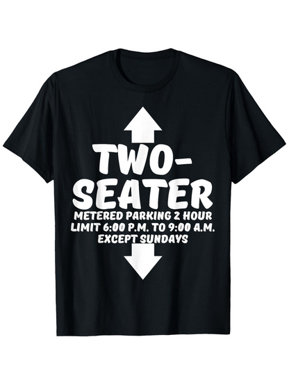 Men's Graphic T-Shirt Two Seater Large Bold Letters With Up And Down Arrow Black T Shirt
