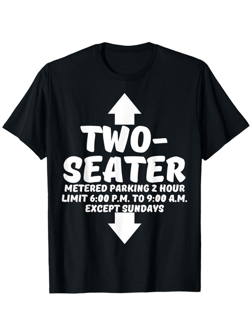 Men's Graphic T-Shirt Two Seater Large Bold Letters With Up And Down Arrow Black T Shirt