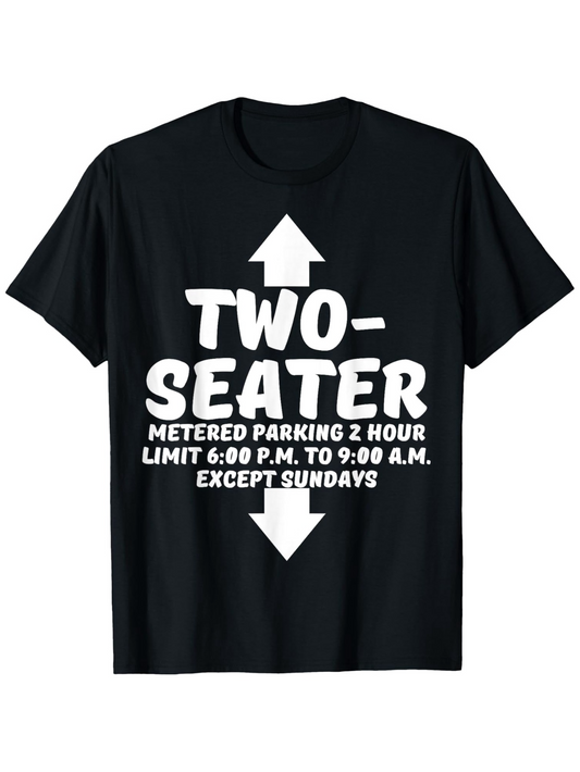 Men's Graphic T-Shirt Two Seater Large Bold Letters With Up And Down Arrow Black T Shirt