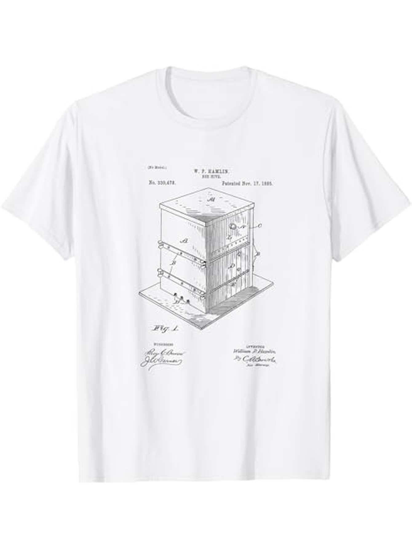 Men's Graphic T-Shirt Classic Patent Drawing With Annotated Sketch And Technical Scribbles Box