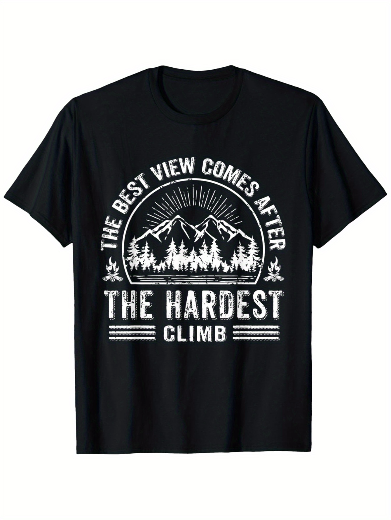 Men's Graphic T-Shirt The Best View Comes After The Hardest Climb Sunburst Over Forested Mountain