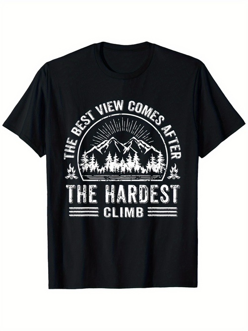 Men's Graphic T-Shirt The Best View Comes After The Hardest Climb Sunburst Over Forested Mountain