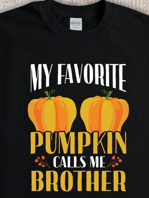 Men's Graphic T-Shirt My Favorite Pumpkin Surrounded By Autumn Leaves With Charming Pumpkins Design